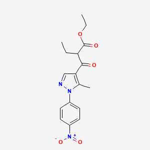 molecular formula C17H19N3O5 B13857061 Ethyl 2-[5-methyl-1-(4-nitrophenyl)pyrazole-4-carbonyl]butanoate 