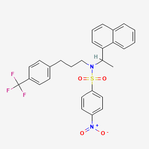 molecular formula C28H25F3N2O4S B13857121 N-(1-Naphthalen-1-yl-ethyl)-4-nitro-N-[3-(4-trifluoromethyl-phenyl)-propyl]benzenesulfonamide 