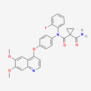 molecular formula C28H24FN3O5 B13857556 N-(4-((6,7-Dimethoxyquinolin-4-yl)oxy)phenyl)-N-(2-fluorophenyl)cyclopropane-1,1-dicarboxamide 