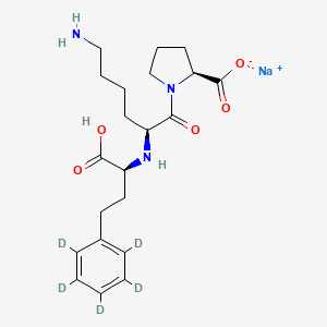 molecular formula C21H30N3NaO5 B13857594 sodium;(2S)-1-[(2S)-6-amino-2-[[(1S)-1-carboxy-3-(2,3,4,5,6-pentadeuteriophenyl)propyl]amino]hexanoyl]pyrrolidine-2-carboxylate 