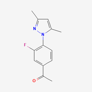 molecular formula C13H13FN2O B1385777 1-[4-(3,5-Dimethyl-1H-pyrazol-1-yl)-3-fluorophenyl]ethanone CAS No. 1152867-99-6