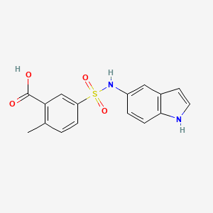 molecular formula C16H14N2O4S B13858021 5-(1H-indol-5-ylsulfamoyl)-2-methylbenzoic acid 