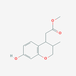 molecular formula C13H16O4 B13858124 methyl 2-(7-hydroxy-3-methyl-3,4-dihydro-2H-chromen-4-yl)acetate 
