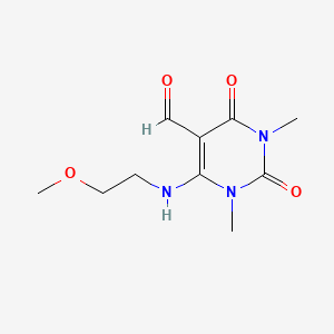 6-((2-Methoxyethyl)amino)-1,3-dimethyl-2,4-dioxo-1,2,3,4-tetrahydropyrimidine-5-carbaldehyde