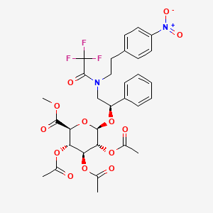 molecular formula C31H33F3N2O13 B13858235 Des-[2-(2-Amino-4-thiazolyl)acetyl] N-Trifluoro-N-(4-nitrophenethyl)acetamido Mirabegron O-Glucuronide Triacetate 