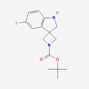 molecular formula C15H19IN2O2 B13858478 tert-Butyl 5'-Iodo-1',2'-dihydrospiro[azetidine-3,3'-indole]-1-carboxylate 