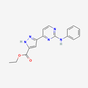 molecular formula C16H15N5O2 B13858672 ethyl 3-(2-anilinopyrimidin-4-yl)-1H-pyrazole-5-carboxylate 