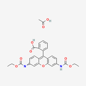 molecular formula C28H26N2O9 B13858780 Acetic acid;2-[3-(ethoxycarbonylamino)-6-ethoxycarbonyliminoxanthen-9-yl]benzoic acid 