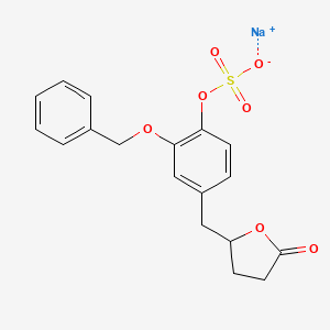 molecular formula C18H17NaO7S B13859086 Sodium;[4-[(5-oxooxolan-2-yl)methyl]-2-phenylmethoxyphenyl] sulfate 