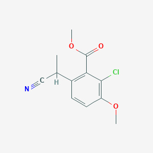 molecular formula C12H12ClNO3 B13859166 Methyl 2-chloro-6-(1-cyanoethyl)-3-methoxybenzoate 