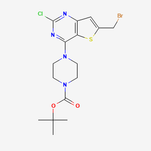 molecular formula C16H20BrClN4O2S B13859344 Tert-butyl 4-[6-(bromomethyl)-2-chlorothieno[3,2-d]pyrimidin-4-yl]piperazine-1-carboxylate 