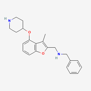 molecular formula C22H26N2O2 B13859359 N-[(3-methyl-4-piperidin-4-yloxy-1-benzofuran-2-yl)methyl]-1-phenylmethanamine 