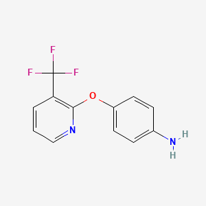 molecular formula C12H9F3N2O B1385938 4-{[3-(Trifluoromethyl)pyridin-2-yl]oxy}aniline CAS No. 1086378-47-3