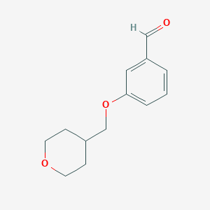 molecular formula C13H16O3 B1385939 3-(Tetrahydro-2H-pyran-4-ylmethoxy)benzaldehyde CAS No. 1086378-78-0