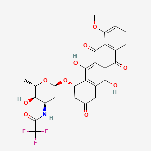 molecular formula C27H24F3NO10 B13859398 N-[(2S,3R,4R,6R)-6-[[(1S)-5,12-dihydroxy-10-methoxy-3,6,11-trioxo-2,4-dihydro-1H-tetracen-1-yl]oxy]-3-hydroxy-2-methyloxan-4-yl]-2,2,2-trifluoroacetamide 