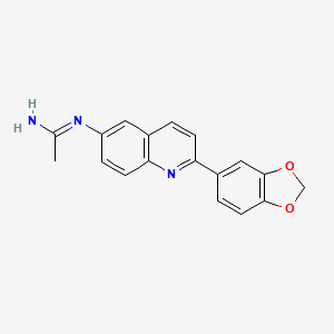 molecular formula C18H15N3O2 B13859544 N'-[2-(1,3-benzodioxol-5-yl)quinolin-6-yl]ethanimidamide 
