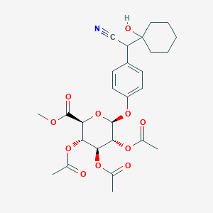 molecular formula C27H33NO11 B13859666 methyl (2S,3S,4S,5R,6S)-3,4,5-triacetyloxy-6-[4-[cyano-(1-hydroxycyclohexyl)methyl]phenoxy]oxane-2-carboxylate 