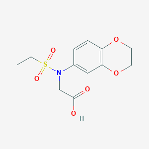 molecular formula C12H15NO6S B1385988 N-(2,3-Dihydro-1,4-benzodioxin-6-yl)-N-(ethylsulfonyl)glycine CAS No. 1018603-62-7