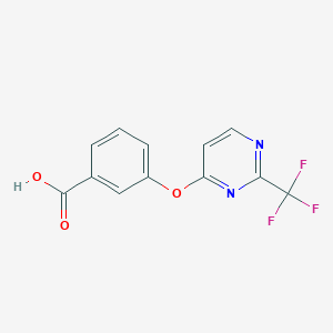 molecular formula C12H7F3N2O3 B1386006 3-{[2-(Trifluoromethyl)pyrimidin-4-yl]oxy}benzoic acid CAS No. 1086379-72-7