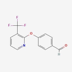 molecular formula C13H8F3NO2 B1386015 4-{[3-(Trifluoromethyl)pyridin-2-yl]oxy}benzaldehyde CAS No. 1086379-05-6