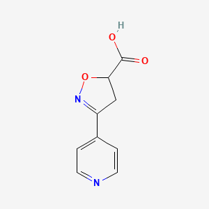 molecular formula C9H8N2O3 B1386023 3-(Pyridin-4-yl)-4,5-dihydro-1,2-oxazole-5-carboxylic acid CAS No. 1038311-80-6