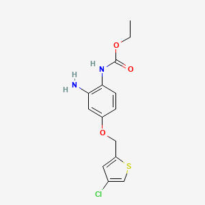 molecular formula C14H15ClN2O3S B13860646 ethyl N-[2-amino-4-[(4-chlorothiophen-2-yl)methoxy]phenyl]carbamate 
