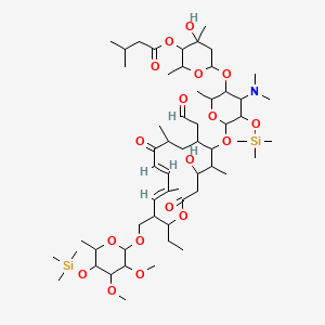 molecular formula C57H101NO18Si2 B13861011 [6-[6-[[(11E,13E)-15-[(3,4-dimethoxy-6-methyl-5-trimethylsilyloxyoxan-2-yl)oxymethyl]-16-ethyl-4-hydroxy-5,9,13-trimethyl-2,10-dioxo-7-(2-oxoethyl)-1-oxacyclohexadeca-11,13-dien-6-yl]oxy]-4-(dimethylamino)-2-methyl-5-trimethylsilyloxyoxan-3-yl]oxy-4-hydroxy-2,4-dimethyloxan-3-yl] 3-methylbutanoate 