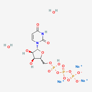 molecular formula C9H16N2Na3O17P3 B13861254 trisodium;[[[(2R,3S,4R,5R)-5-(2,4-dioxopyrimidin-1-yl)-3,4-dihydroxyoxolan-2-yl]methoxy-hydroxyphosphoryl]oxy-oxidophosphoryl] phosphate;dihydrate 