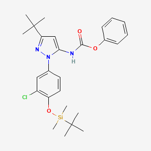 molecular formula C26H34ClN3O3Si B13861420 phenyl N-[5-tert-butyl-2-[4-[tert-butyl(dimethyl)silyl]oxy-3-chlorophenyl]pyrazol-3-yl]carbamate 