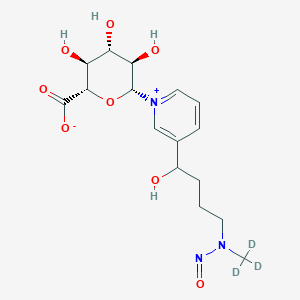 molecular formula C16H23N3O8 B13861434 (2S,3S,4S,5R,6R)-3,4,5-trihydroxy-6-[3-[1-hydroxy-4-[nitroso(trideuteriomethyl)amino]butyl]pyridin-1-ium-1-yl]oxane-2-carboxylate 