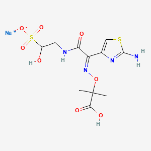 molecular formula C11H15N4NaO8S2 B13861515 Sodium (Z)-2-(2-(2-aminothiazol-4-yl)-2-(((2-carboxypropan-2-yl)oxy)imino)acetamido)-1-hydroxyethane-1-sulfonate 