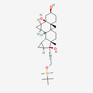 molecular formula C30H48O4Si B13861544 (1R,2R,4R,5R,7S,10R,11S,14S,15S,16S,18S)-15-[3-[tert-butyl(dimethyl)silyl]oxyprop-1-ynyl]-10,14-dimethylhexacyclo[9.8.0.02,4.05,10.014,19.016,18]nonadecane-5,7,15-triol 