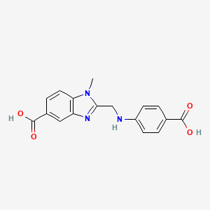 molecular formula C17H15N3O4 B13861605 2-[(4-carboxyanilino)methyl]-1-methylbenzimidazole-5-carboxylic acid 