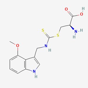 molecular formula C14H17N3O3S2 B13861718 S-(((4-Methoxy-1H-indol-3-yl)methyl)carbamothioyl)-L-cysteine 