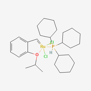 molecular formula C28H46Cl2OPRu+ B13861867 Hoveyda-Grubbs Catalyst 1st Generation; (SP-5-41)-Dichloro[[2-(1-methylethoxy-kO)phenyl]methylene-kC](tricyclohexylphosphine)ruthenium 