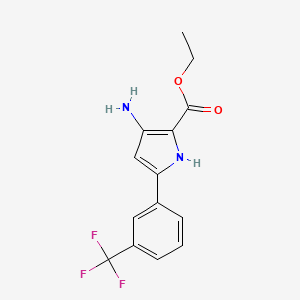 molecular formula C14H13F3N2O2 B13862005 ethyl 3-amino-5-(3-(trifluoromethyl)phenyl)-1H-pyrrole-2-carboxylate 
