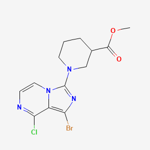 molecular formula C13H14BrClN4O2 B13862063 Methyl 1-(1-bromo-8-chloroimidazo[1,5-a]pyrazin-3-yl)piperidine-3-carboxylate 