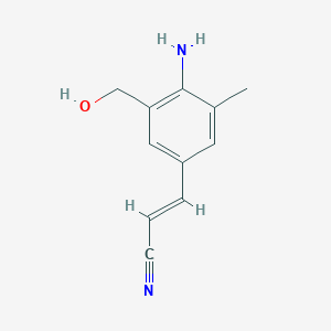 molecular formula C11H12N2O B13862119 (E)-3-[4-amino-3-(hydroxymethyl)-5-methylphenyl]prop-2-enenitrile 
