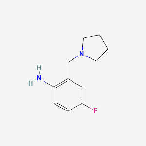 molecular formula C11H15FN2 B1386227 4-Fluoro-2-(pyrrolidin-1-ylmethyl)aniline CAS No. 1153395-70-0