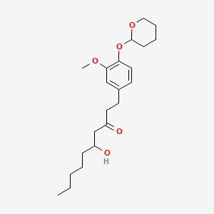 molecular formula C22H34O5 B13862282 5-Hydroxy-1-(3-methoxy-4-((tetrahydro-2H-pyran-2-yl)oxy)phenyl)decan-3-one 
