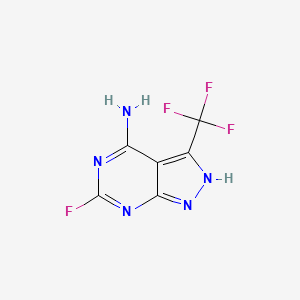 molecular formula C6H3F4N5 B13862360 6-Fluoro-3-(trifluoromethyl)-1H-pyrazolo[3,4-d]pyrimidin-4-amine 