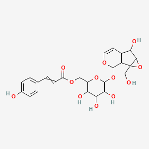 molecular formula C24H28O12 B13862482 [3,4,5-Trihydroxy-6-[[5-hydroxy-2-(hydroxymethyl)-3,9-dioxatricyclo[4.4.0.02,4]dec-7-en-10-yl]oxy]oxan-2-yl]methyl 3-(4-hydroxyphenyl)prop-2-enoate 