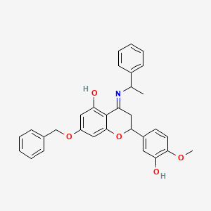 molecular formula C31H29NO5 B13862529 2-(3-Hydroxy-4-methoxyphenyl)-4-(1-phenylethylimino)-7-phenylmethoxy-2,3-dihydrochromen-5-ol 
