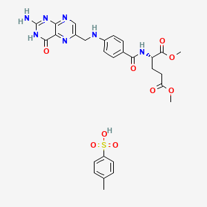 molecular formula C28H31N7O9S B13862662 dimethyl (2S)-2-[[4-[(2-amino-4-oxo-3H-pteridin-6-yl)methylamino]benzoyl]amino]pentanedioate;4-methylbenzenesulfonic acid 