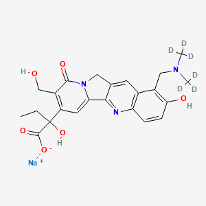 molecular formula C23H24N3NaO6 B13862694 sodium;2-[1-[[bis(trideuteriomethyl)amino]methyl]-2-hydroxy-8-(hydroxymethyl)-9-oxo-11H-indolizino[1,2-b]quinolin-7-yl]-2-hydroxybutanoate 