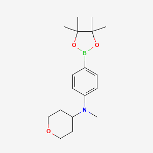 molecular formula C18H28BNO3 B13862922 N-methyl-N-(4-(4,4,5,5-tetramethyl-1,3,2-dioxaborolan-2-yl)phenyl)tetrahydro-2H-pyran-4-amine 