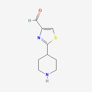 molecular formula C9H12N2OS B13862943 2-(Piperidin-4-yl)thiazole-4-carbaldehyde 
