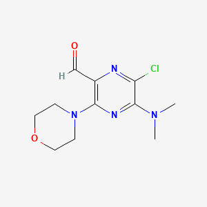 molecular formula C11H15ClN4O2 B13863089 6-Chloro-5-(dimethylamino)-3-morpholin-4-ylpyrazine-2-carbaldehyde 