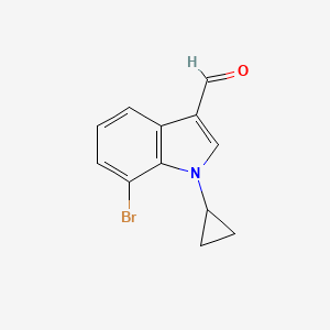 molecular formula C12H10BrNO B13863108 7-Bromo-1-cyclopropylindole-3-carbaldehyde 