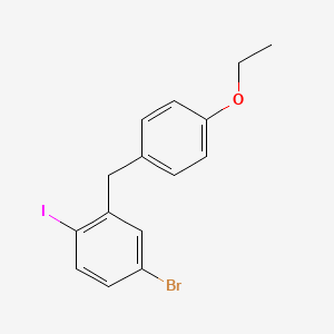 molecular formula C15H14BrIO B13863156 4-Bromo-2-[(4-ethoxyphenyl)methyl]-1-iodobenzene 